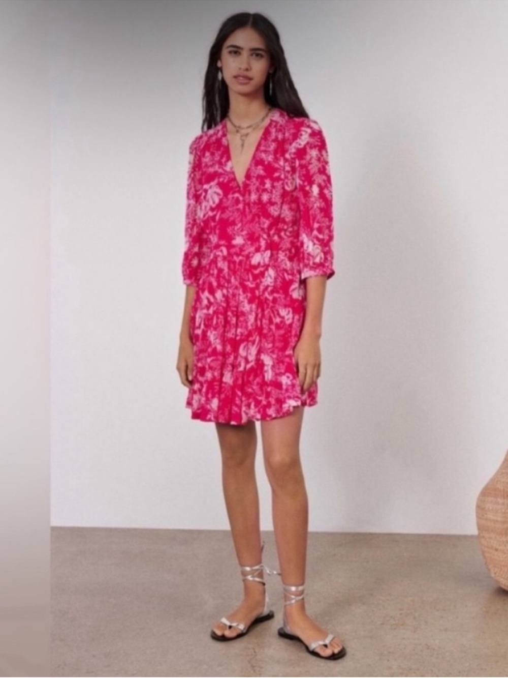 Ba&sh Pink Printed Ulia Dress in Rose (Pink and White)